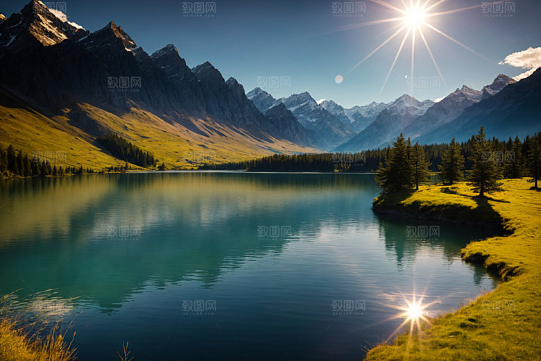 湖泊风景河谷摄影图