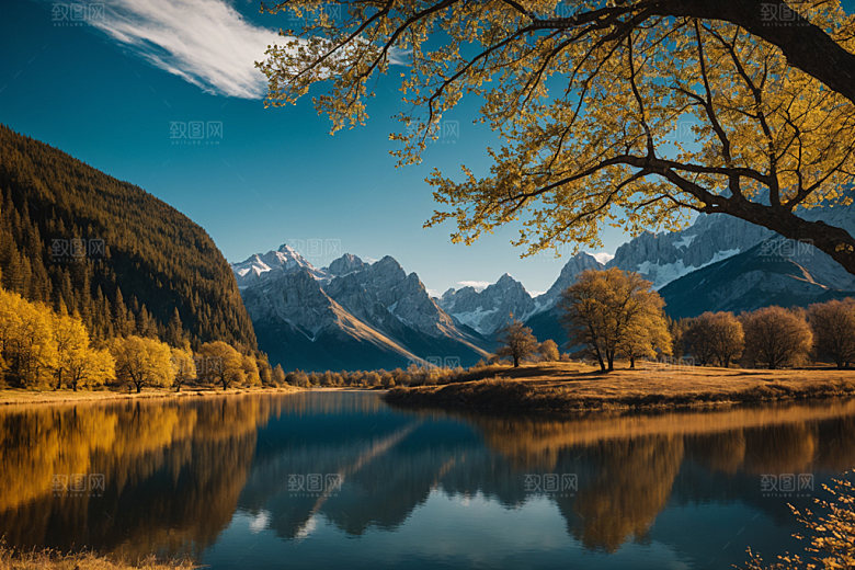 湖泊高山风光摄影图