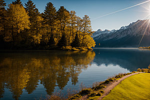 湖泊高山风景摄影图