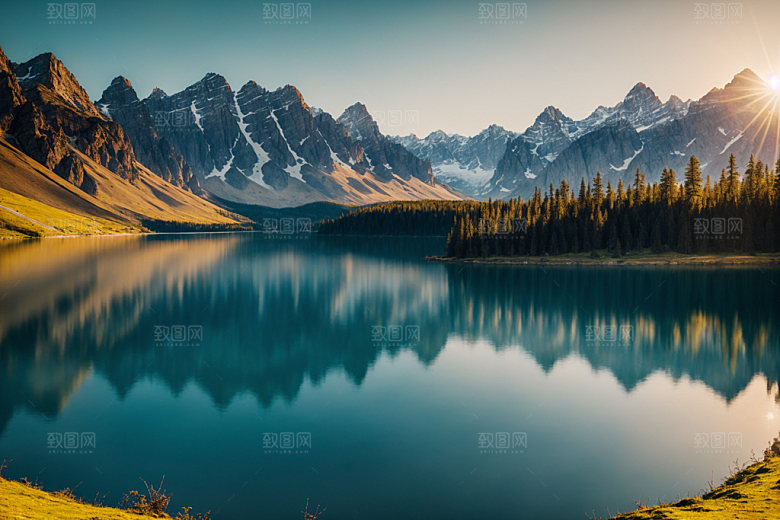 湖泊风景自然摄影图