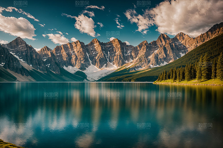 湖泊风景森林摄影图