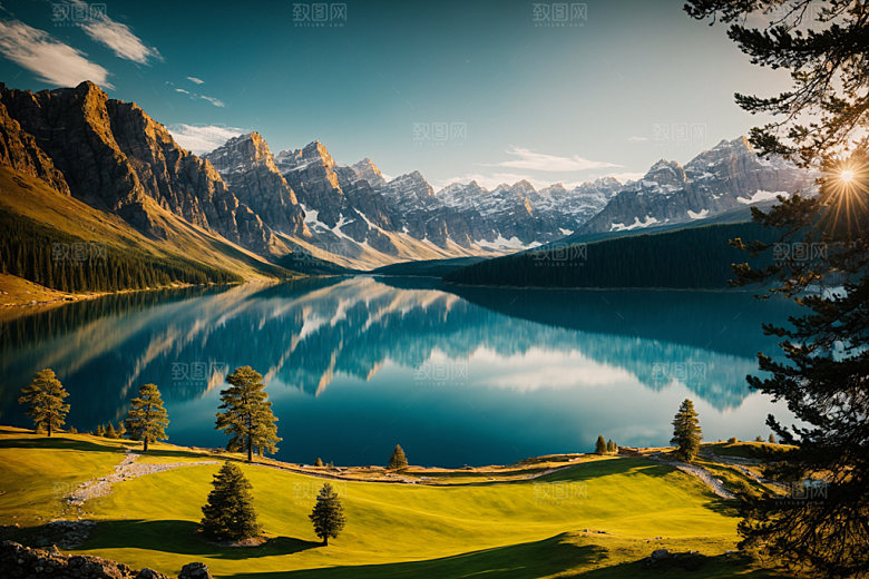 湖泊风景高清摄影图