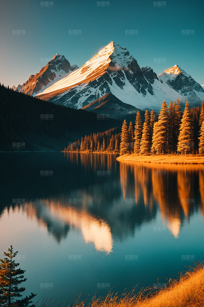 湖泊高山高清摄影图
