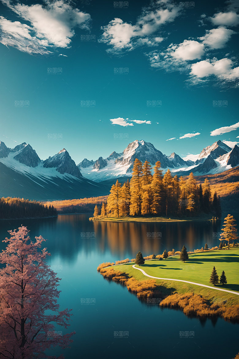 湖泊风景高清摄影图