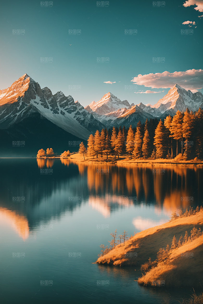 湖泊风景自然摄影图