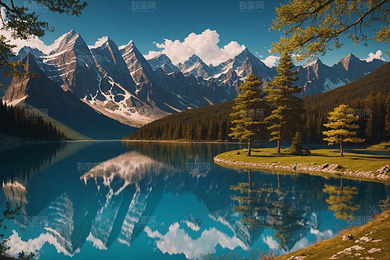湖泊风景自然摄影图