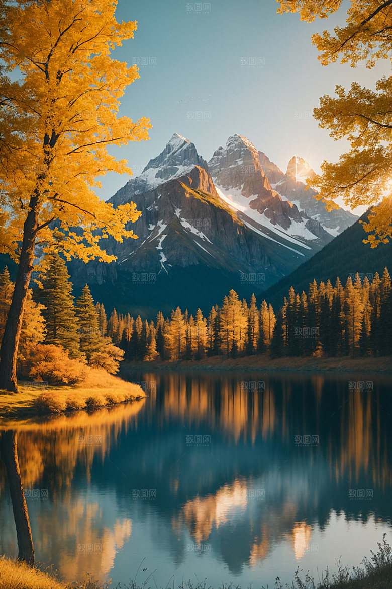 湖泊风光高山摄影图
