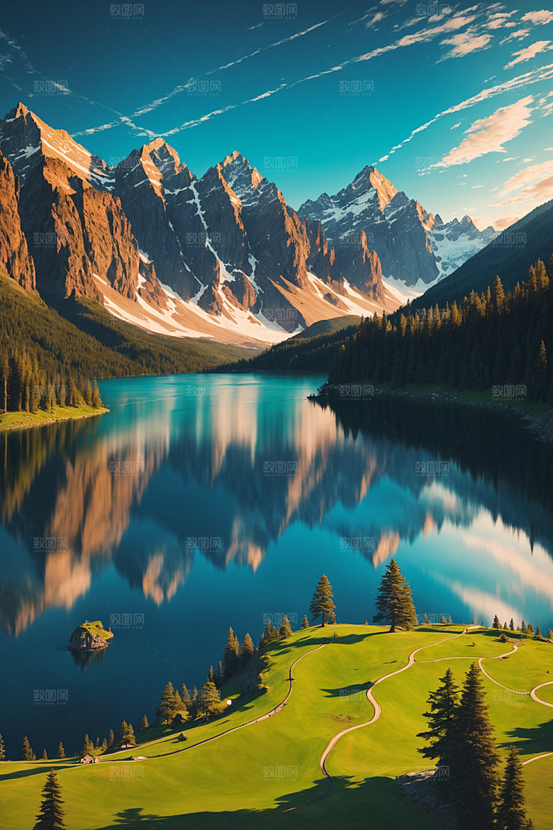 湖泊高清风景摄影图