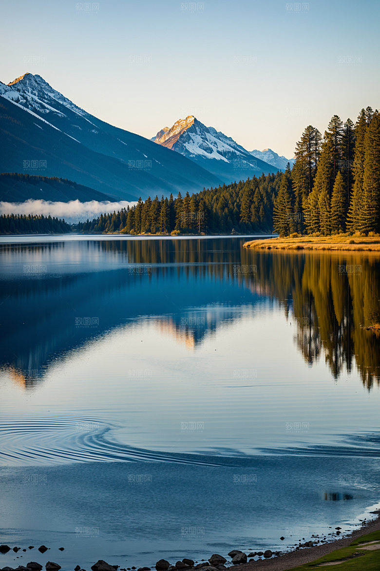 湖泊风景高山摄影图