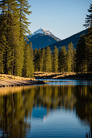 湖泊自然风景摄影图