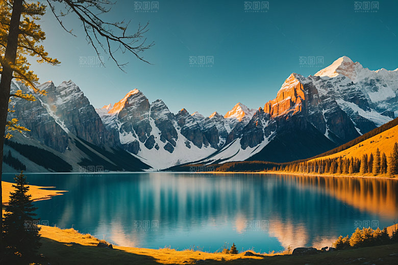湖泊高清森林摄影图