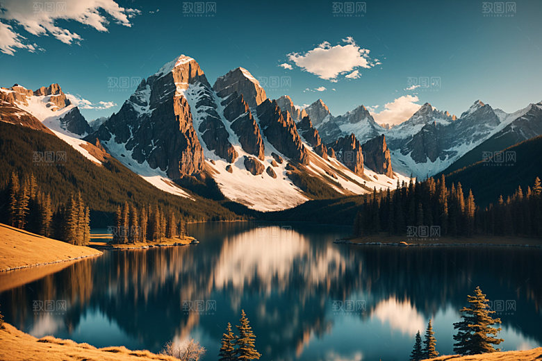 湖泊自然河谷摄影图
