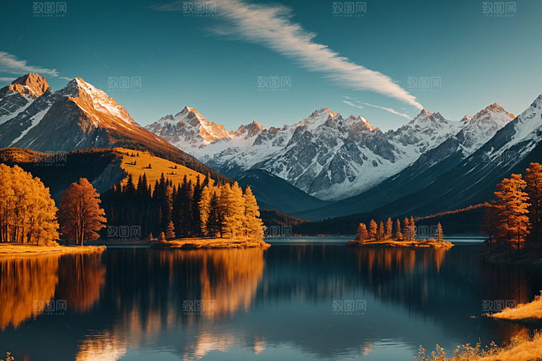 湖泊自然风景摄影图