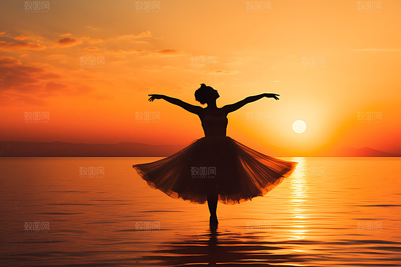湖上芭蕾唯美浪漫摄影图