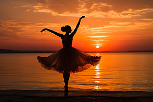 湖上芭蕾高清跳舞摄影图