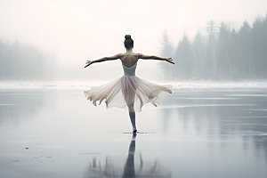湖上芭蕾高清舞蹈摄影图