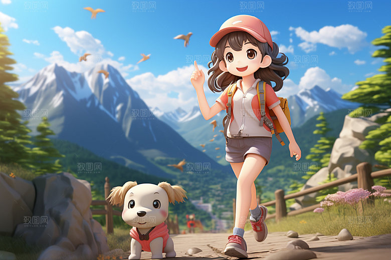 户外露营自然卡通模型