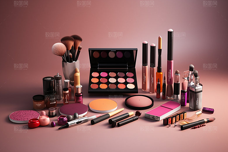 化妆品组合美妆时尚摄影图