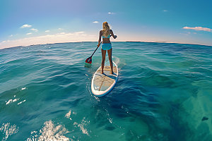桨板水上运动健身摄影图