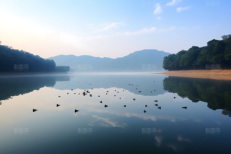 鄱阳湖湖泊旅游摄影图