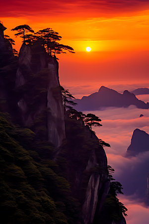 高山云海自然风景摄影图