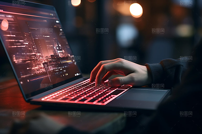 键盘操控企业文化商务素材