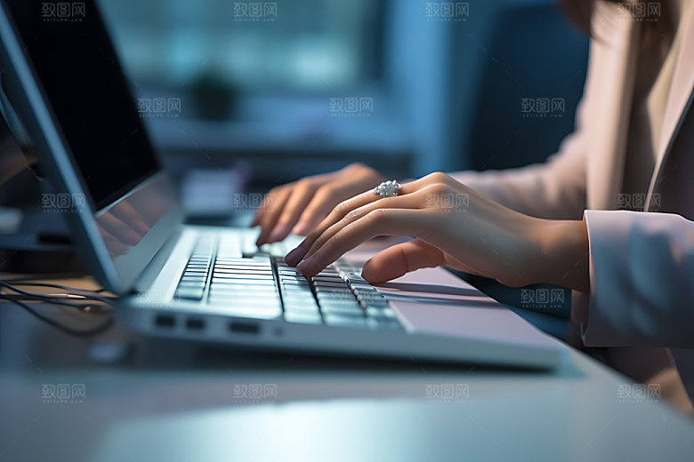 键盘操控编辑办公场景素材