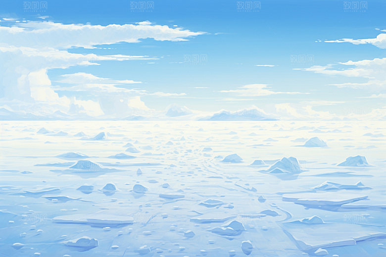 冬季雪景空旷蓝色矢量素材