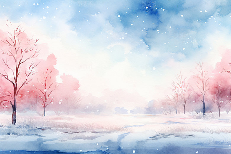 冬季雪景蓝色夜晚矢量素材
