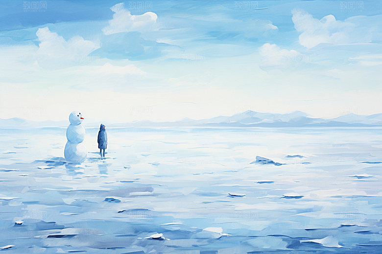 冬季雪景空旷简约矢量素材