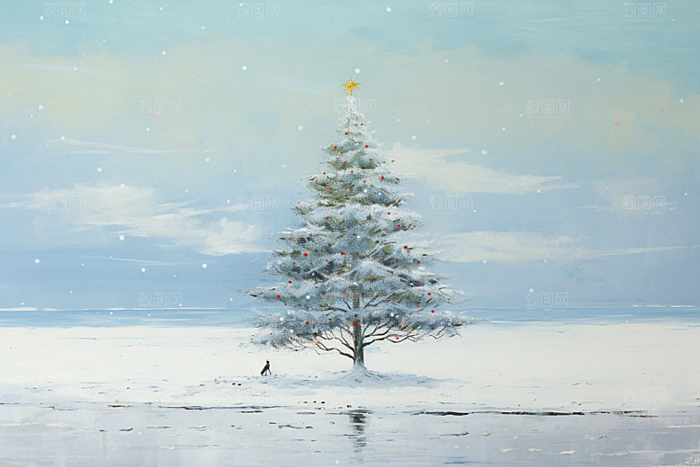冬季雪景空旷小清新矢量素材