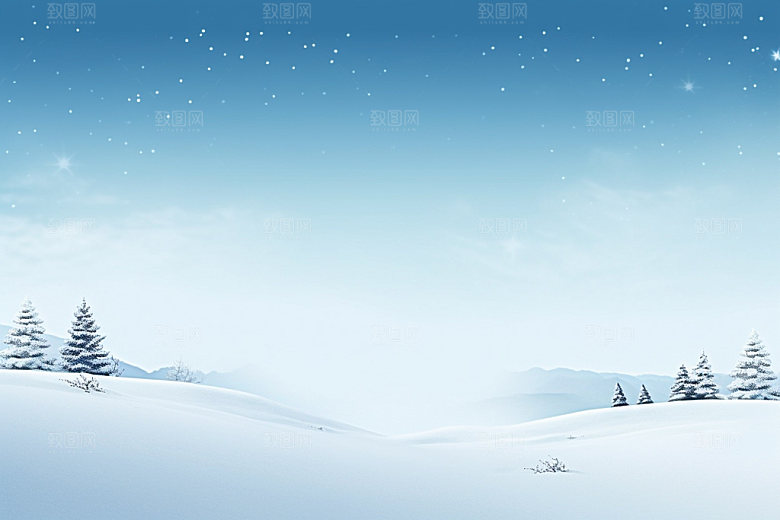 冬季雪景夜晚小清新矢量素材