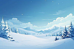 冬季雪景场景背景下雪矢量素材