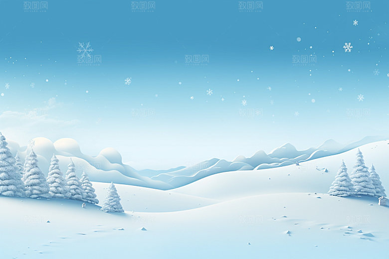 冬季雪景场景背景下雪矢量素材