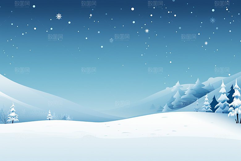 冬季雪景简约下雪矢量素材