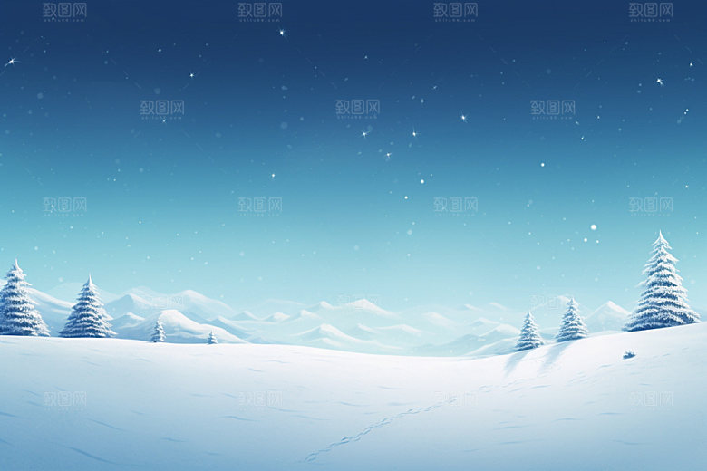 冬季雪景蓝色空旷矢量素材