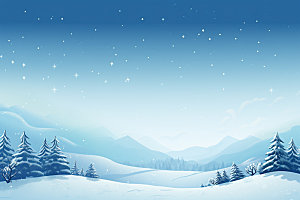冬季雪景场景背景夜晚矢量素材