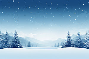 冬季雪景空旷蓝色矢量素材