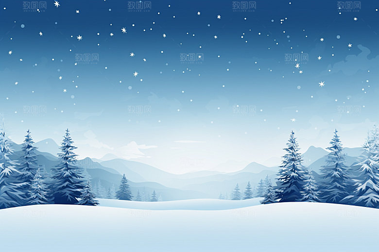 冬季雪景空旷蓝色矢量素材