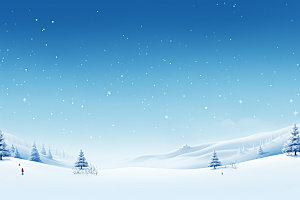 冬季雪景小清新手绘插画矢量素材