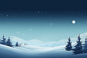 冬季雪景场景背景空旷矢量素材