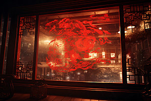 剪纸窗花中国传统摄影图