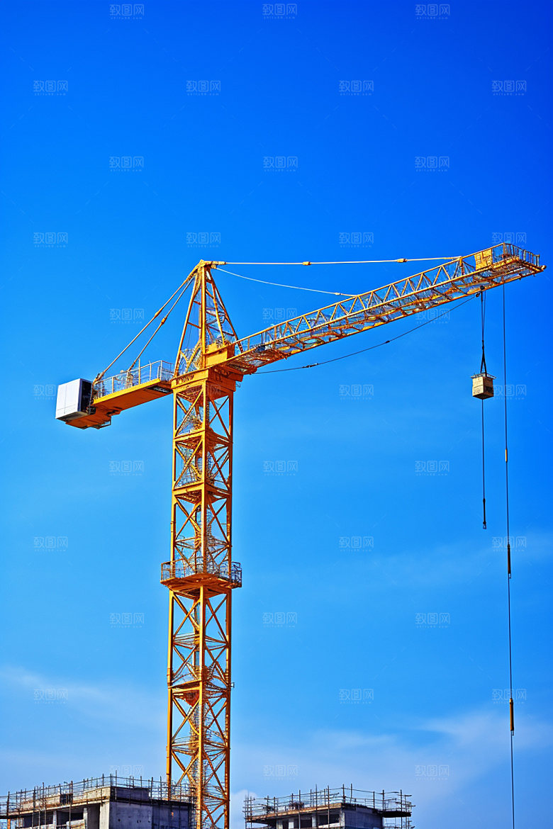 建筑工地塔吊建造摄影图