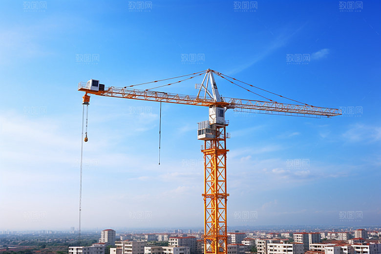 建筑工地高清塔吊摄影图