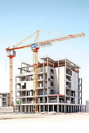 建筑工地施工建筑结构摄影图