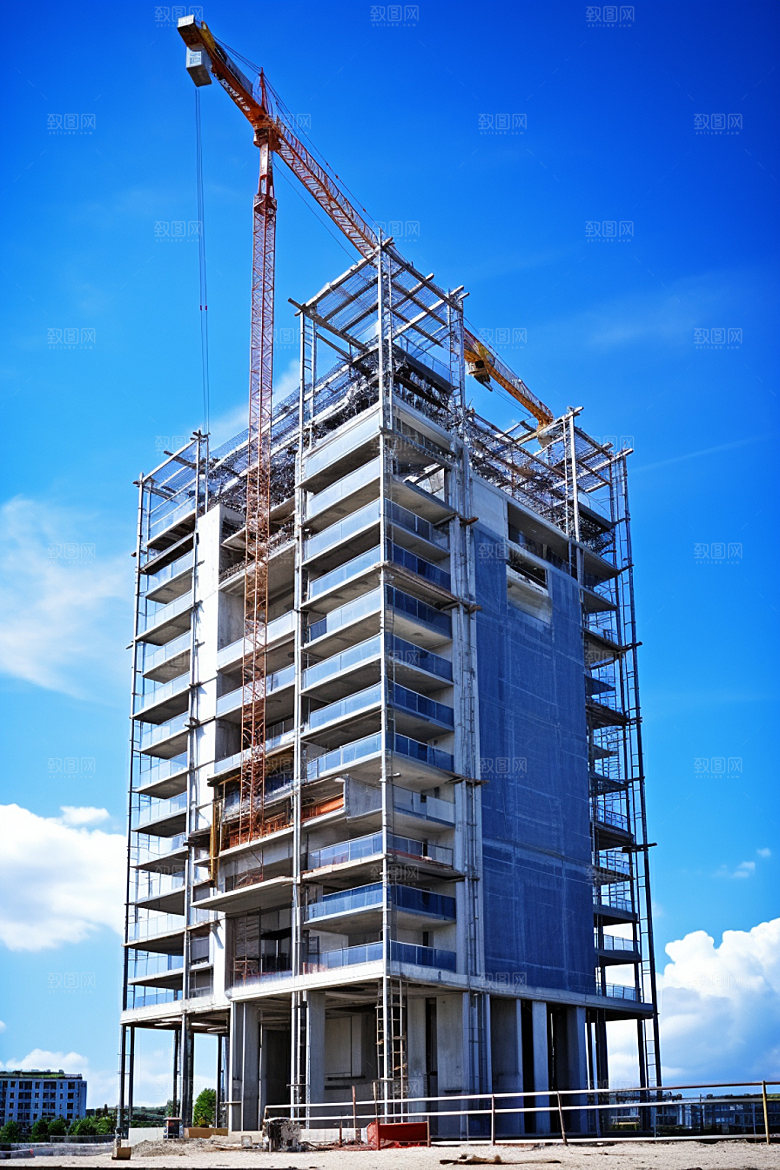 建筑工地脚手架建造摄影图