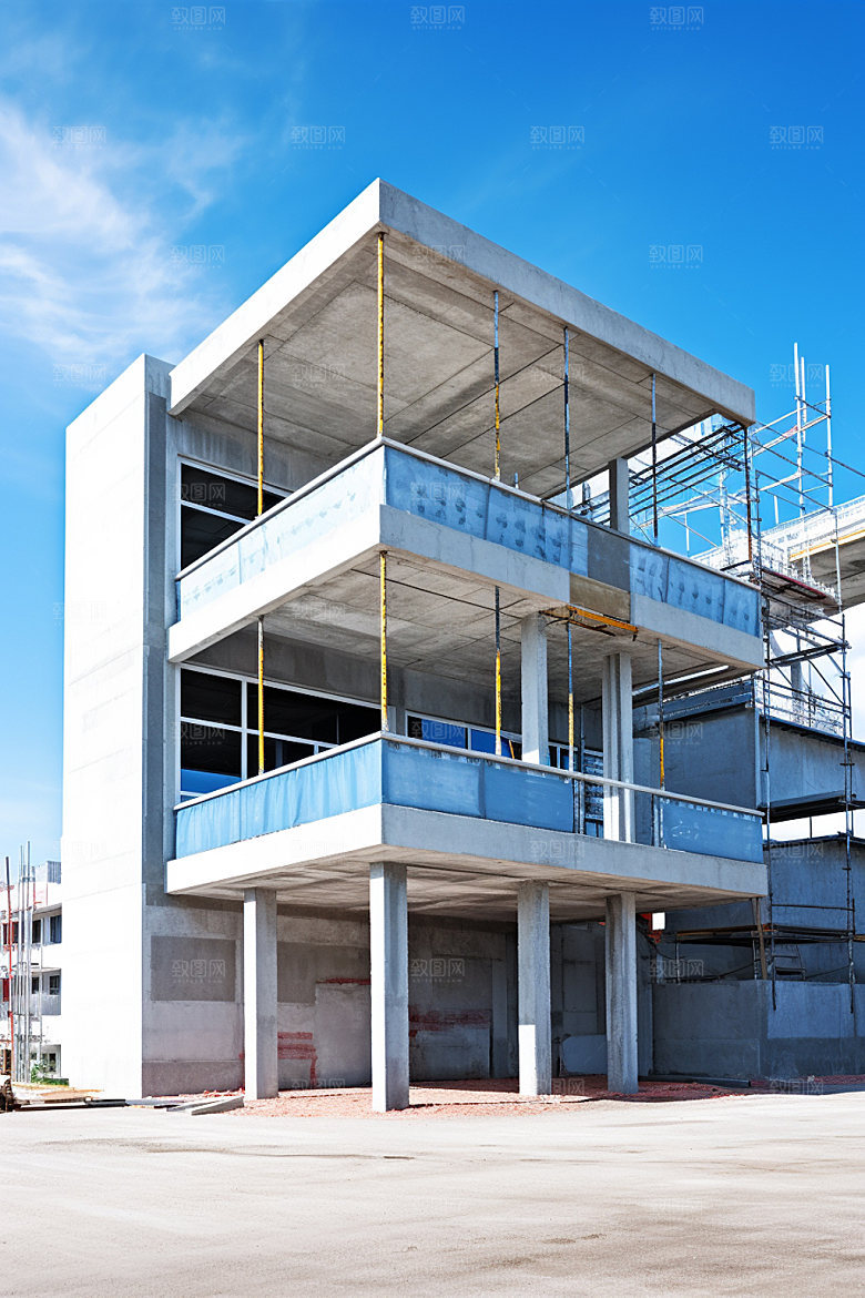 建筑工地建造脚手架摄影图