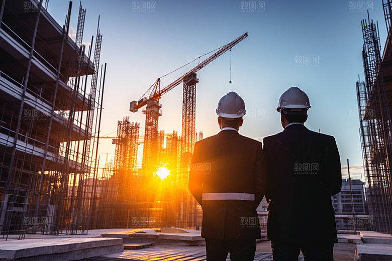 建筑工地脚手架建造摄影图