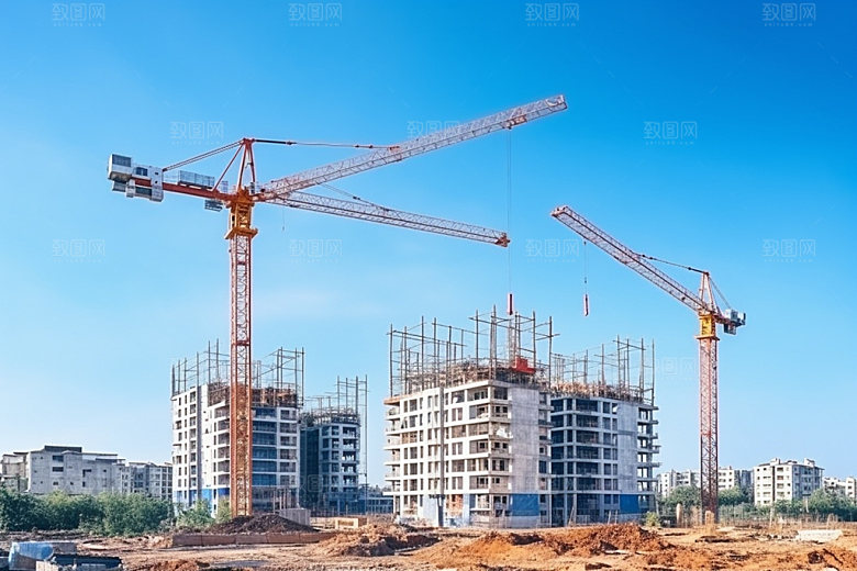 建筑工地脚手架楼盘摄影图