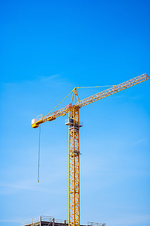 建筑工地建造塔吊摄影图